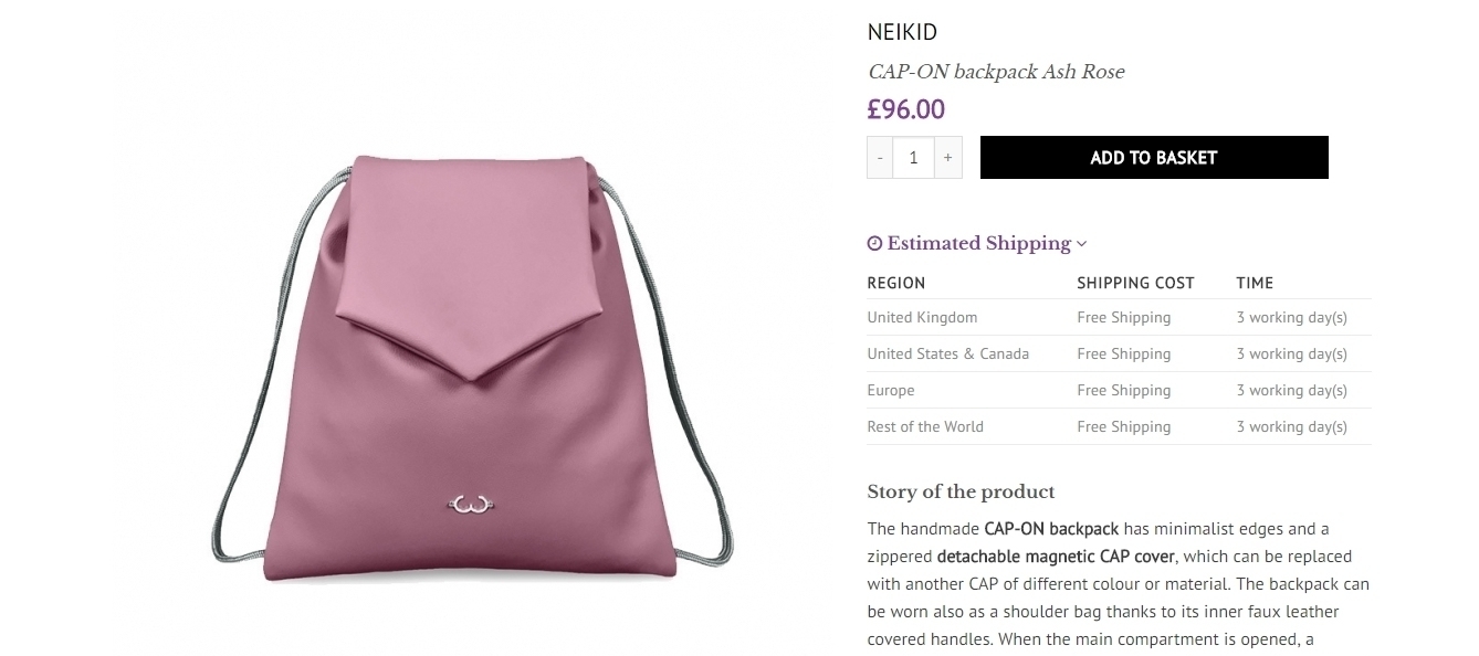 Each product page shows shipping and delivery times