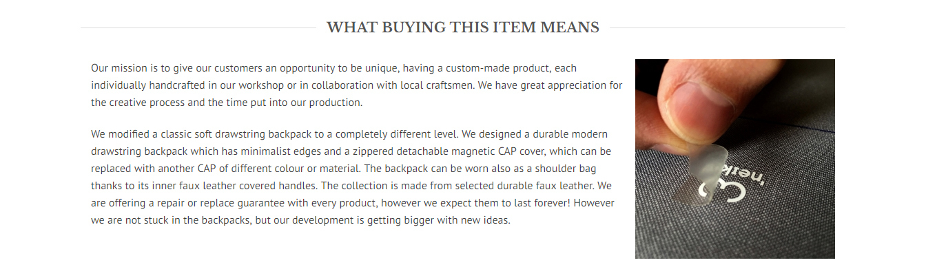 What buying this product means